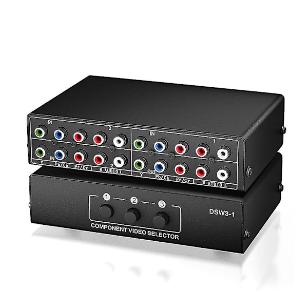 3-suuntainen Rgb-komponentti Av-kytkin Video Audio Valitsin 3 sisään 1 ulos Ypbpr-komponentti Rgb-kytkinrasia F