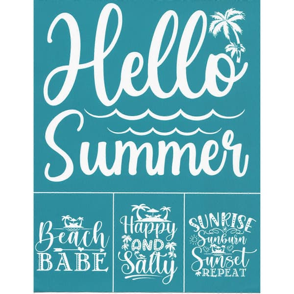 Hello Summer Selvklæbende Silke Skærm Print Stencil Mesh Overførsler