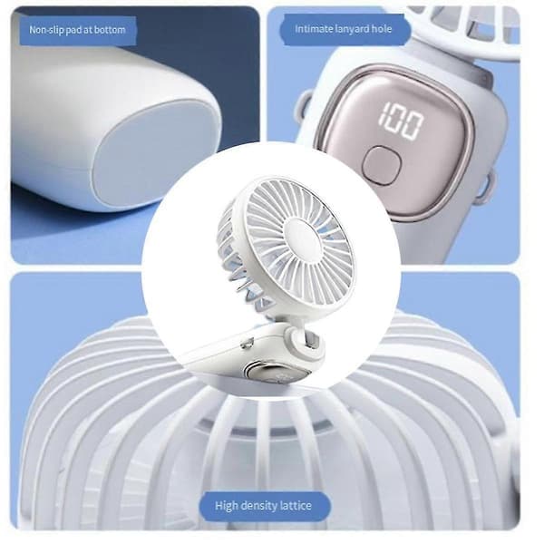 Sammenklappelig Digital Håndholdt Ventilator 3600mAh Desktop Mini Ventilator USB Genopladelig Sommer Køleventilator