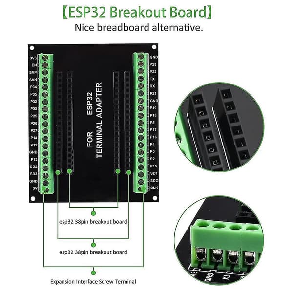 Esp32 Breakout Board Gpio 1 Til 2 Kompatibel Med Nodemcu-32s Lua 38pin Gpio Udvidelseskort