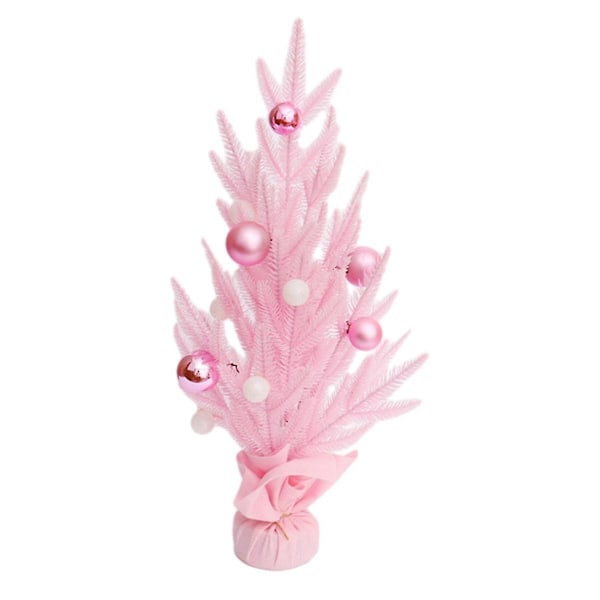 Miniatyr Julgran, konstgjord liten bordsdekoration Rosa Julgran med julkula Semester Vinter Par