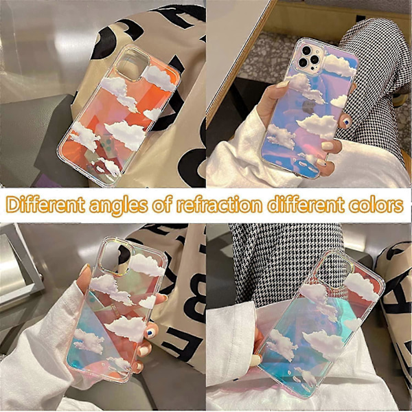 Heytea Designet til iPhone 12 Pro Max Cover 6.7 Tommer 2020, Kvinder Gennemsigtig Farverig Sky Æstetisk Farve Himmel Sød Slank Blød TPU Stødsikker Bumper Beskyttelse