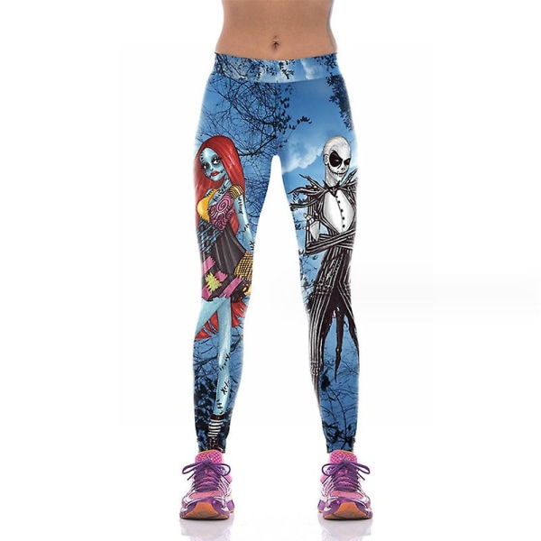 Högmidjade leggings för kvinnor med print Mjuka fula atletiska stretchiga modebyxor för fester style 1 S