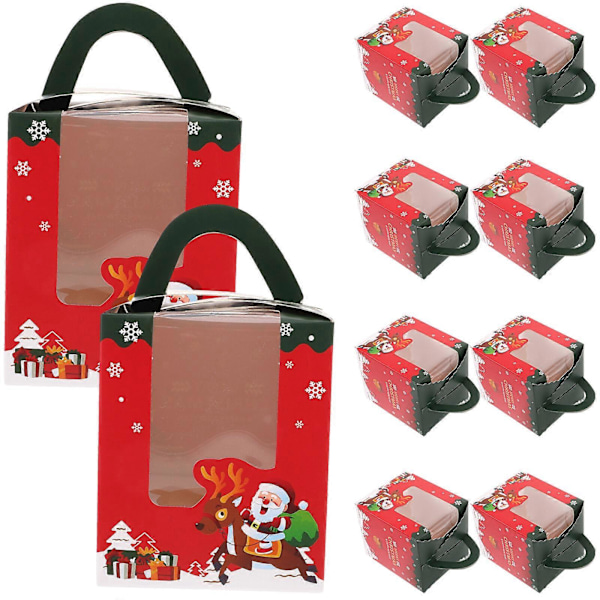 10 st Julgodisaskar Tårtförpackningsaskar Handhållna Askar för Gåvor Cupcake Kakor Bakverk
