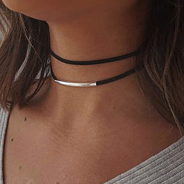 Choker Halsband Justerbar Svart Krage Halsband För Kvinnor Och