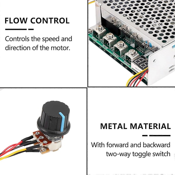 DC 10-55V 100A 3000W Motorvarvtalsregulator Reversibel PWM-styrning Framåt- och Bakåtregulator