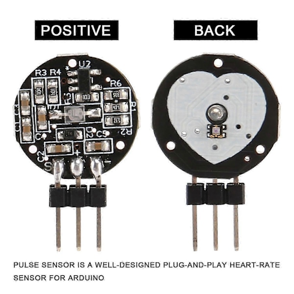 Pulssensor Hjärtfrekvenssensor Hjärtslags Pulssensor kompatibel med Raspberry Pi, svart&röd