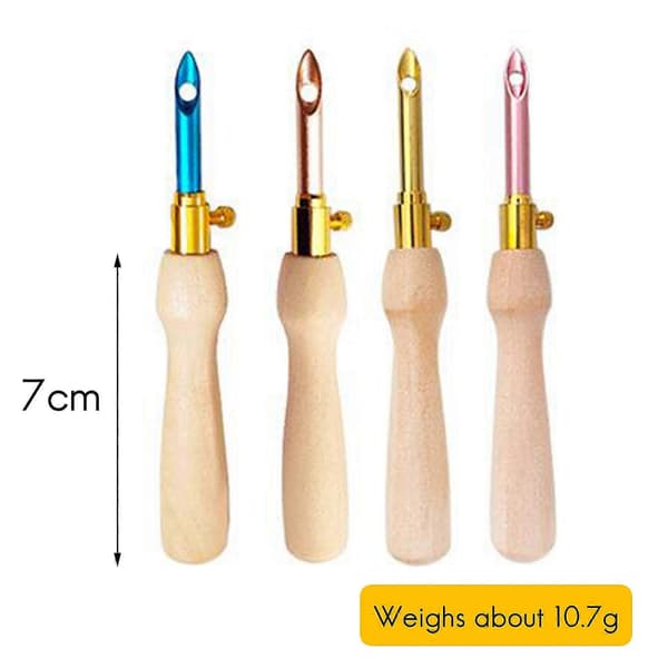 4 st Punch Needle Broderikit Trä Garn Punch Needle Virknål Broderipenna DIY Hantverk Sömnad App