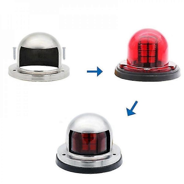 1 par LED Bow Båd Navigationslys 12v 1.6w Anti-korrosion Marine Båd Yacht Lys 8 LED'er Kit Rustfrit Stål Vandtætte Pontoner CMZ