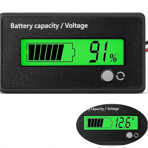DC Batterimåler Batteriovervågning, Voltmeter, DC 12V -72V (Grønt Lys)
