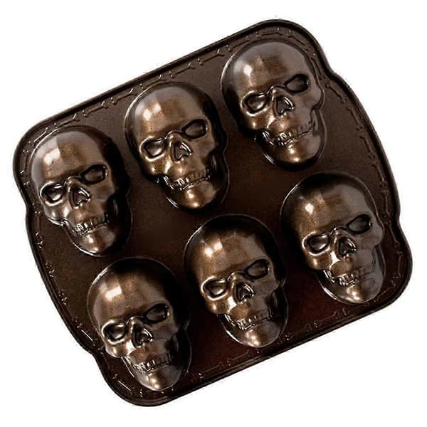 Ware Halloween Bageudstyr, Haunted Skull Cakelet Pande, Bronze