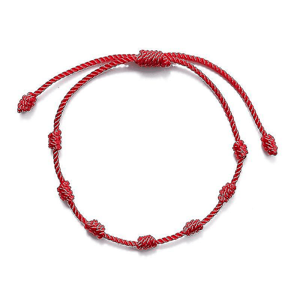 2 st 7 Knutar Rött Snöre Armband Lyckoamulett För Framgång Och Välstånd Vänskapsarmband