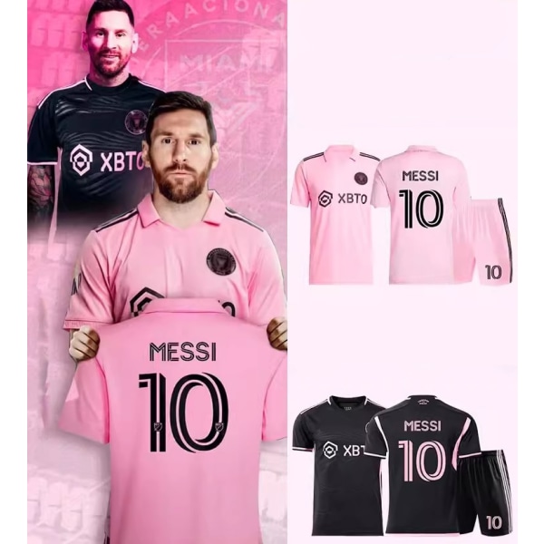 【Certifiering major】 Messi Fotbollskläder Miami International Jersey Argentina 10 Fotbollströja Set Hemma/Borta tröja Match Trai 1 L