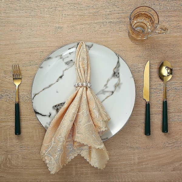 Hvide perle- og rhinstensservietringe, sæt med 12, bling perle servietringholder til middag/bryllup/tha guld