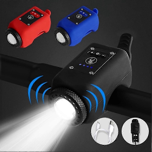 Mountainbike Elektronisk Horn Klokke 2 i 1 USB Genopladelig Cykelhorn Lys Multifunktionel Natcykling Sikkerhedslys Edition d