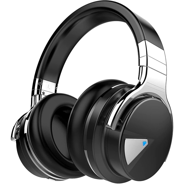 Aktive støjreducerende hovedtelefoner Bluetooth-hovedtelefoner med mikrofon Deep Bass Trådløse hovedtelefoner over øret, komfortable protein-ørepuder, spilletid Blue