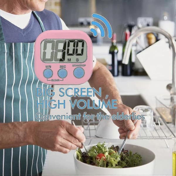 Digital Kökstimer, Matlagningstimer, Stor Display, Högt Alarm, Magnetisk Baksida med Ställ, Minut Sekund