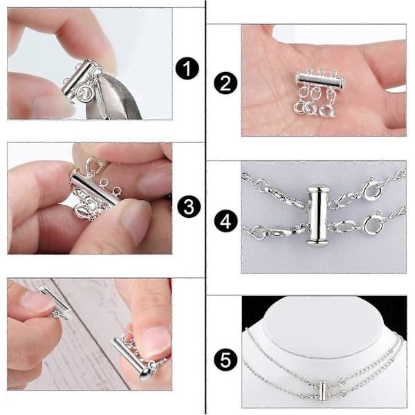 8 Delar 4 Storlekar Slide Lås Halsband Koppling Multi Trådar Slide Tube Lås Med Förvaringslåda Kompatibel Med Lagerarmband Halsband Smycken