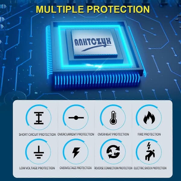 12V/24V 8Amp Bilbatterilader, Automatisk Smart Batterilader