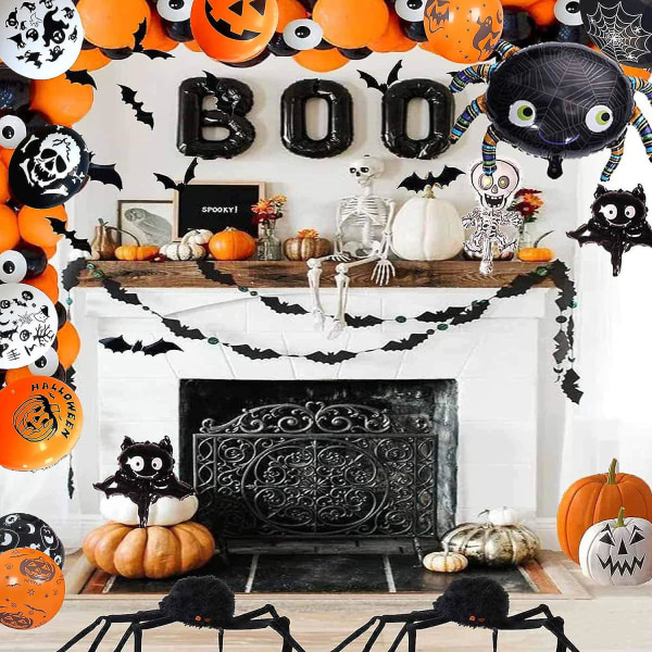 60 st Halloween ballonger 12 tum Orange Svart Vit Jätte Skrämmande Halloween Latex Ballonger Dekorationer för Halloween Party Celebration