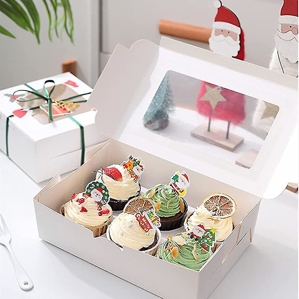 15 st Presentförpackningar för muffins, 6 hål, vit muffinslåda med fönster och