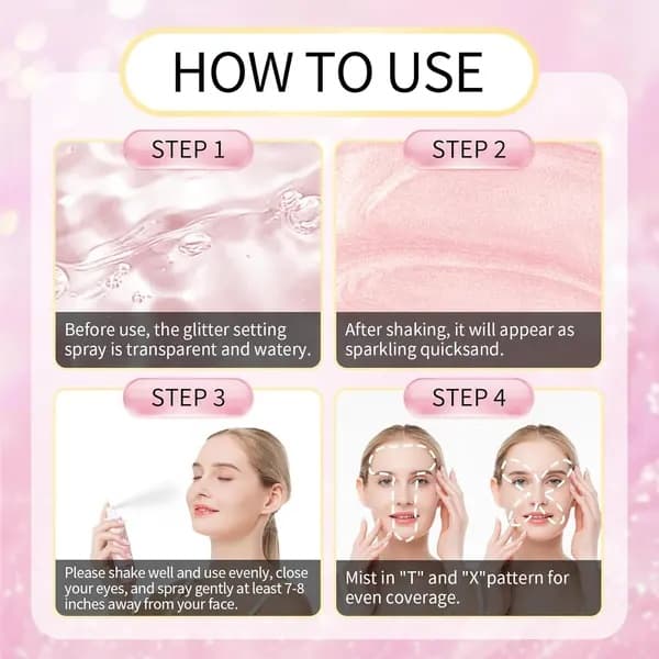 Glow Makeup Setting Spray, Shimmering Dewy Hydrating Long-Lasting Setting Spray for Face Makeup Fine Mist Finishing Spray Radiant Glowing Fine