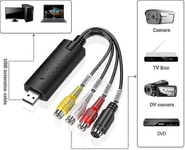 Vhs Til Digital Konverter Videoopptakskort Konverter Adapter, Vhs Til Digital Usb Grabber Støtte Ntsc