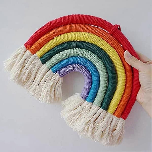 Regnbåge Väv Tapestry, Handvävd Regnbågsdekor, Regnbåge Spets Väggbonad, Regnbåge Väv Tapestry för Flickrum och Rumsdekor