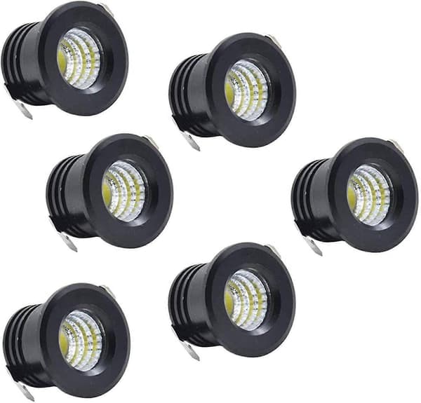 6 Pak Mini Sorte LED Forsænkede Loftspots Mini LED Spotlight Til Skabsloftlys, 3w, Varm Hvid