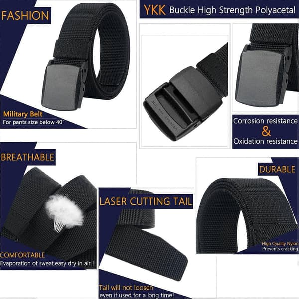 Herrebelte Web, Nylon Webbing Canvas Utendørs Uformelt Belte med Plastspenne Pustende for Arbeid Sport