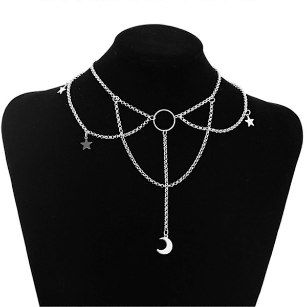 Udklædningshalskæde Kunstnerisk Legering Halvmåne Stjerner Gotisk Choker Halskæde til Stævnemøder
