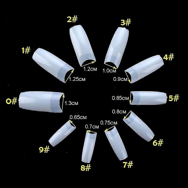 Akryl Negle Tips Fransk Negle Tip 500 stk. Kunstige Falske Negle Halve Tips med Æske & Falsk Negleklipper til Neglekunst Salon og Hjemme DIY (10 Størrelser, Nat