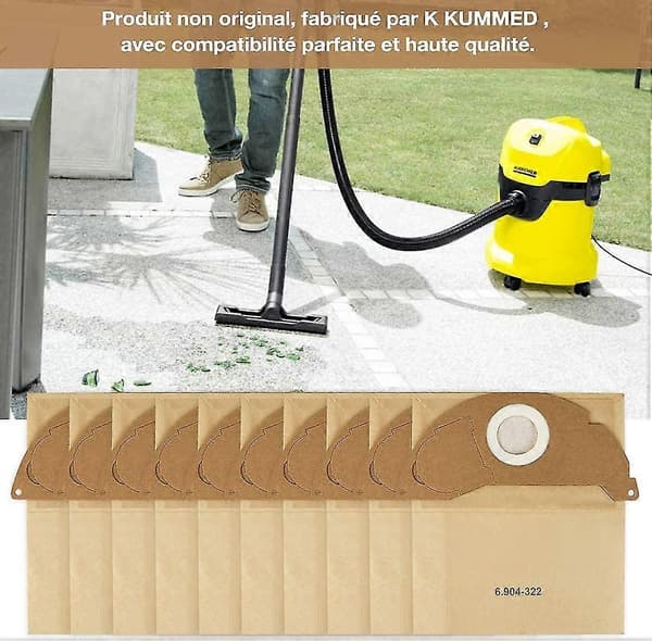 10-pack dammsugarpåsar för Kärcher 6.904-322.0