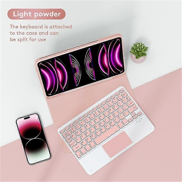 TP-1099 Kompatibelt för iPad 10.9 (2022) Trådlöst tangentbordsfodral med mus, PU Läder Folio Flip Omslag Bluetooth Tangentbordsfodral Pink