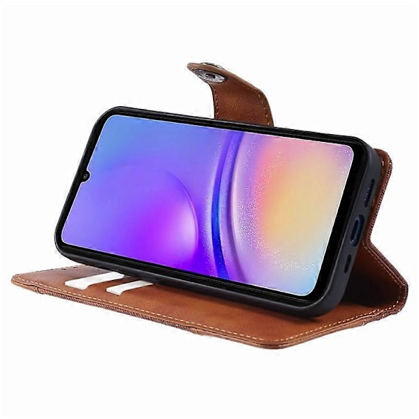 Kompatibelt Skal för Samsung Galaxy A55 5G, skarvad PU-läder magnetisk stängning plånboksfodral Brown