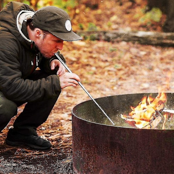 3 st Fickformat Utomhus Camping Eldverktyg Portabel Utdragbar Eldblåsrör i Rostfritt Stål