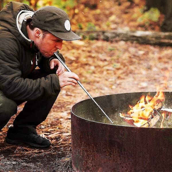 3 stk. Lomme Udendørs Camping Ildværktøj Bærbart Rustfrit Stål Udtrækkelig Ildpuster