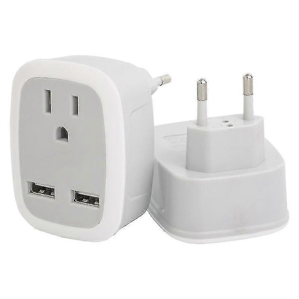 Europeisk Reisepluggadapter, Internasjonal Strømuttaksadapter Med 2 Usb-ZZY