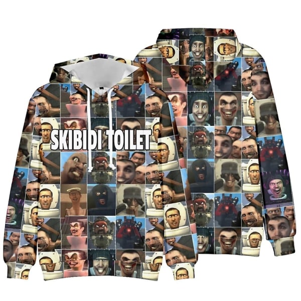 Skibidi WC Halloween-hupparit Hauskat printed collegepaita hupullinen neulepusero kiristysnyörillä Topit pojille tytöille lapsille faneille lahja style 1 6-7 Years