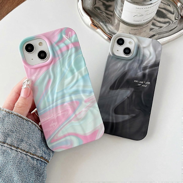 Laskostettu Vesi Aalto Kromi Aalto Kuvio Pehmeä Yhteensopiva iPhone Kotelo (Vesi Musta, iPhone 12)