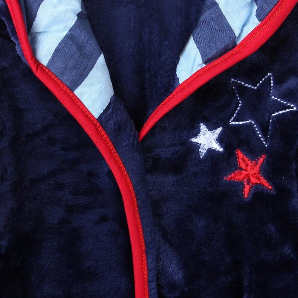 Barn Pojke Flicka Huva Fleece Morgonrock Nattkläder Pyjamas Navy blue 110