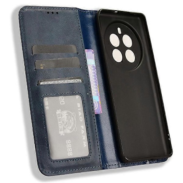 Kompatibelt Skal för Realme 12 Pro 5G / 12 Pro+ 5G Stöttåligt TPU Skal Läder Retro Textur Telefonskydd Blue