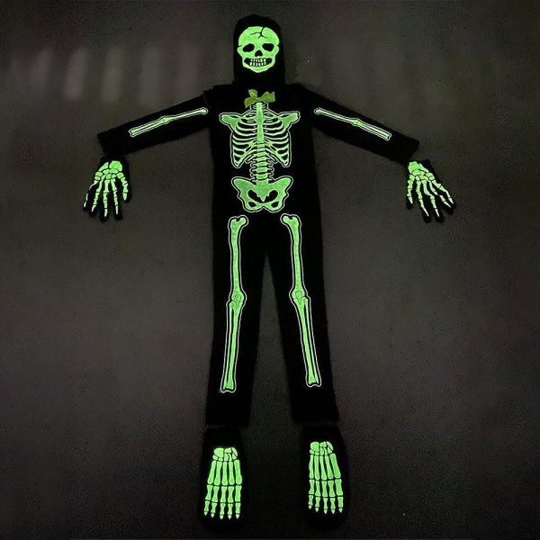 Barn Halloween Skeleton Glow-in-the-Dark Cosplay Jumpsuit kostym 6-7 Years