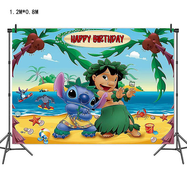 Lilo & Stitch Tema Födelsedagsfest Dekoration Barnleksak Present Latex Aluminiumfolieballong Engångsservis Evenemangstillbehör Backdrop -1pcs