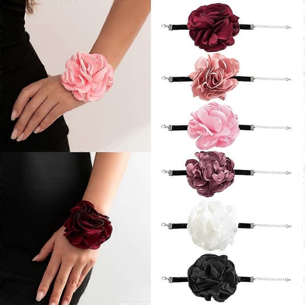Rosblomma Armband Handledsblomma Kedja för Bröllop Bal Fest Sammet-Blomma