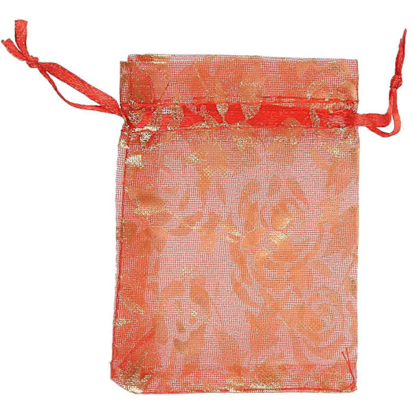 100 stk 7x9cm Organza Gaveposer Smykkeposer Bryllup Julefest Gaveposer Rød-haoyi