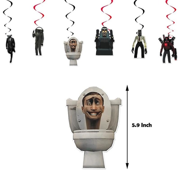 Skibidi Toalett Barn Födelsedagsfest Ornament Banner Tecknad Banderoller Tårta Topper Latexballonger Pojkar Flickor Fest Dekoration Present Skibidi Toilet Set