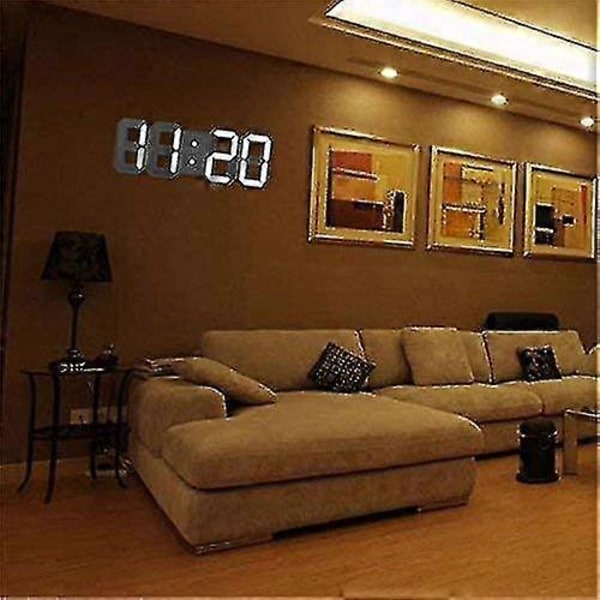 3D LED väggklocka, modern digital väckarklocka för hem, kök, kontor, sängbord, väggklocka, 24 eller 12 timmars visning - wtake