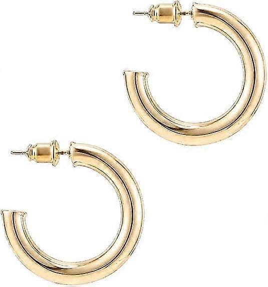 14k guldbelagte lette chunky åbne hoops | Guld øreringe til kvinder