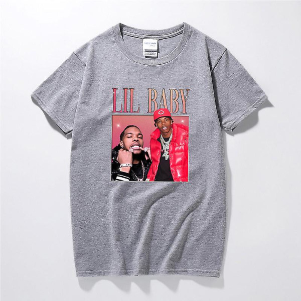 Lil Baby Rapper Hip Hop 90-luvun vintage T-paita miehille Streetwear Graafiset T-paidat Top puuvillaiset lyhythihaiset T-paidat Dark Grey XS